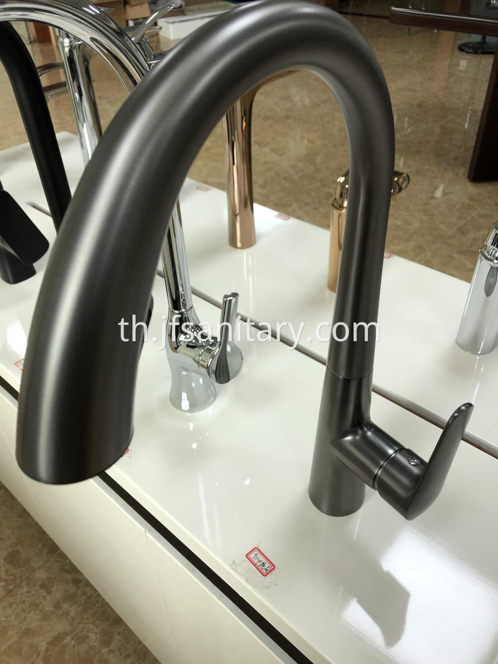 Contemporary Pull Down Kitchen Sink Faucet Gun Grey